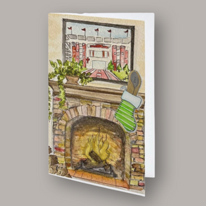 Roll Tidings Fireplace Greeting Cards