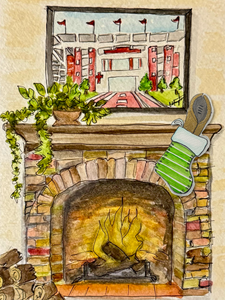 Roll Tidings Fireplace Greeting Cards
