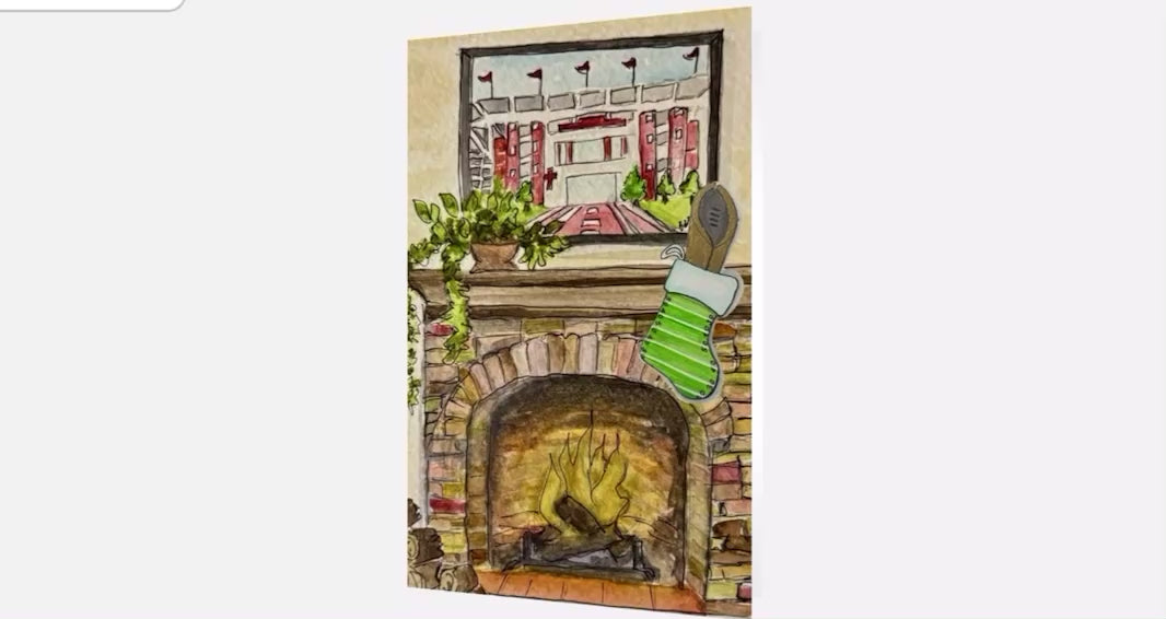 Roll Tidings Fireplace Greeting Cards
